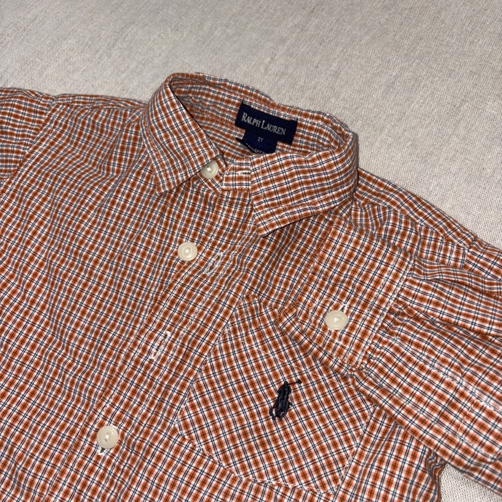 Ralph‎ Lauren Children's Wear Sz 2/2T Gingham Plaid Toddler Button Up Check Long